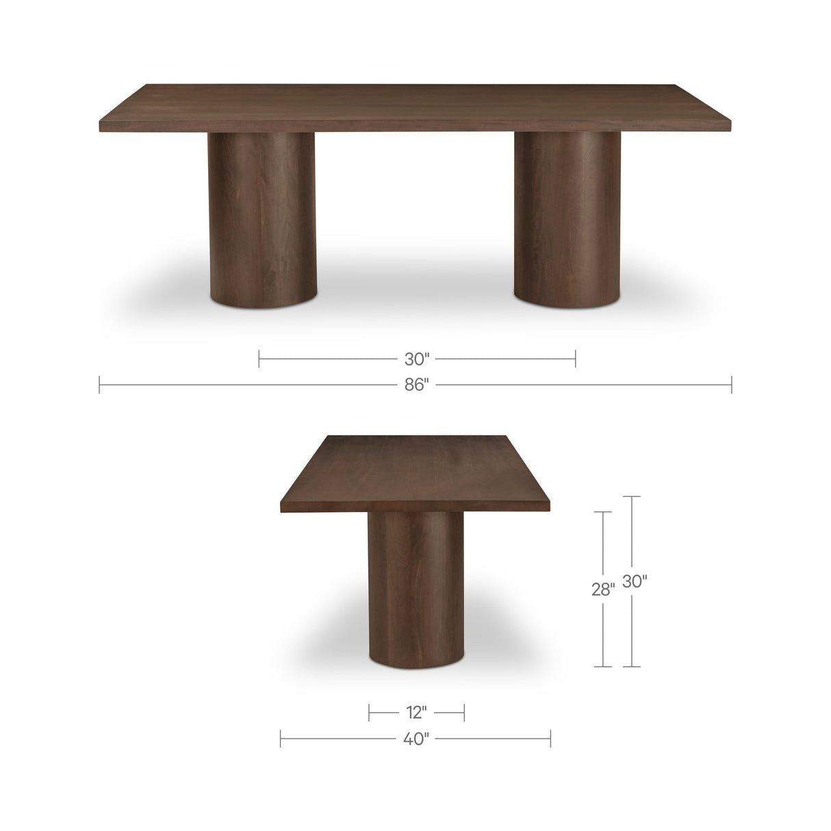 Hadley Warm Brown Large Dining Table by Moe's Home at Eve Furniture
