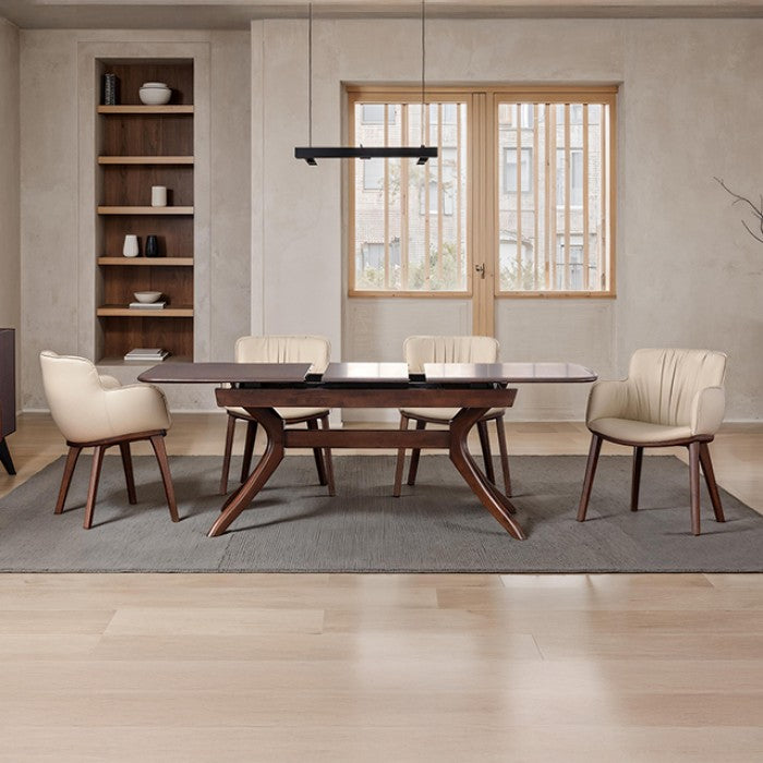 Hadsten Rich Walnut 5-Piece Dining Table Set by Furniture of America at Eve Furniture