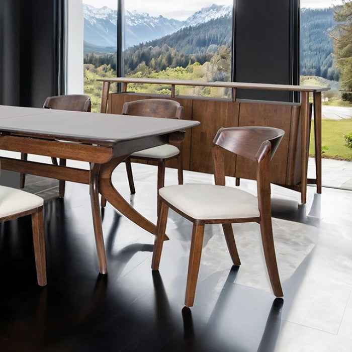 Hadsten Rich Walnut 7-Piece Dining Room Set by Furniture of America at Eve Furniture