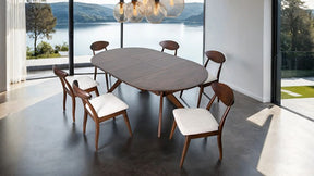 Hadsten Rich Walnut 7-Piece Dining Room Set by Furniture of America at Eve Furniture