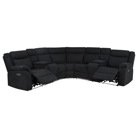 Hagen Steel Grey Upholstered Power Reclining Sectional Sofa by Coaster at Eve Furniture