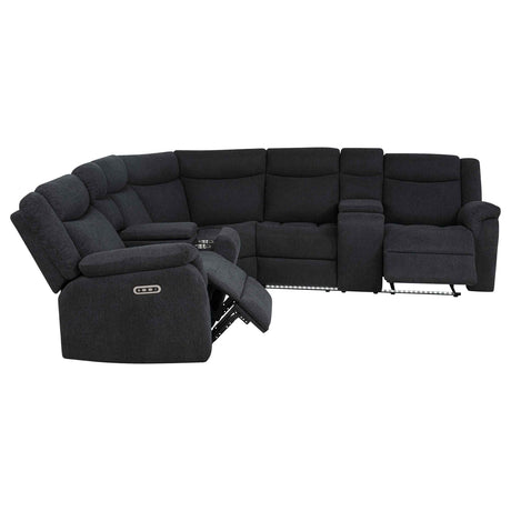 Hagen Steel Grey Upholstered Power Reclining Sectional Sofa by Coaster at Eve Furniture