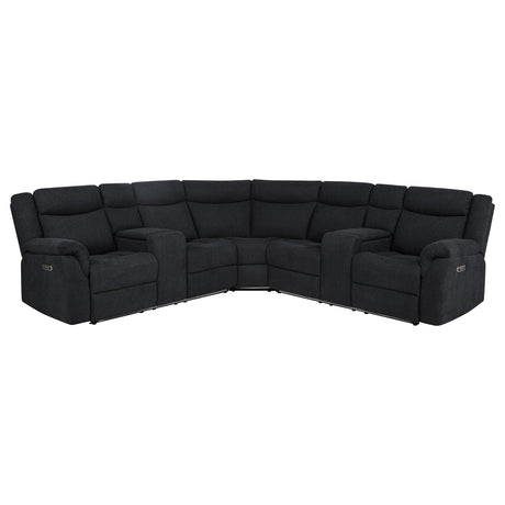 Hagen Steel Grey Upholstered Power Reclining Sectional Sofa by Coaster at Eve Furniture