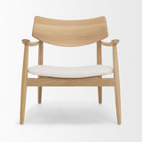 Haggen Light Brown Oak Wood w/ Cream Fabric Accent Chair by Mercana at Eve Furniture