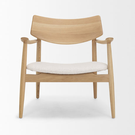 Haggen Light Brown Oak Wood w/ Cream Fabric Accent Chair by Mercana at Eve Furniture