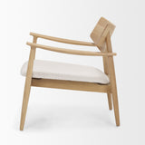 Haggen Light Brown Oak Wood w/ Cream Fabric Accent Chair by Mercana at Eve Furniture