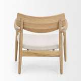 Haggen Light Brown Oak Wood w/ Cream Fabric Accent Chair by Mercana at Eve Furniture