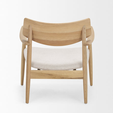 Haggen Light Brown Oak Wood w/ Cream Fabric Accent Chair by Mercana at Eve Furniture