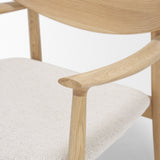 Haggen Light Brown Oak Wood w/ Cream Fabric Accent Chair by Mercana at Eve Furniture