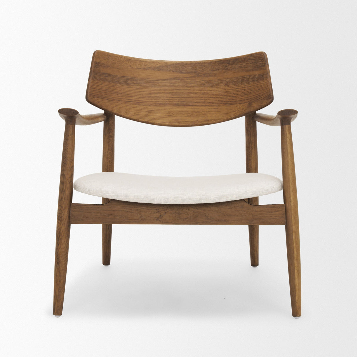 Haggen Medium Brown Oak Wood w/ Cream Fabric Accent Chair by Mercana at Eve Furniture