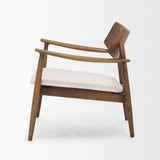 Haggen Medium Brown Oak Wood w/ Cream Fabric Accent Chair by Mercana at Eve Furniture