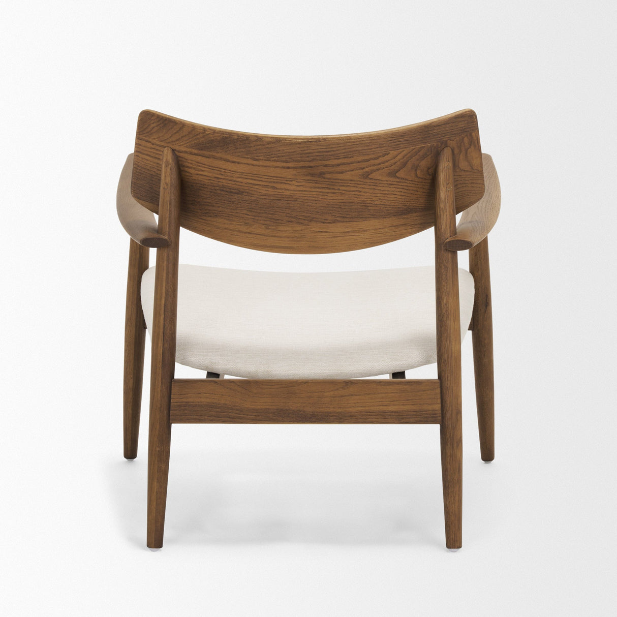 Haggen Medium Brown Oak Wood w/ Cream Fabric Accent Chair by Mercana at Eve Furniture