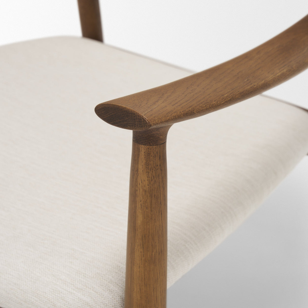 Haggen Medium Brown Oak Wood w/ Cream Fabric Accent Chair by Mercana at Eve Furniture
