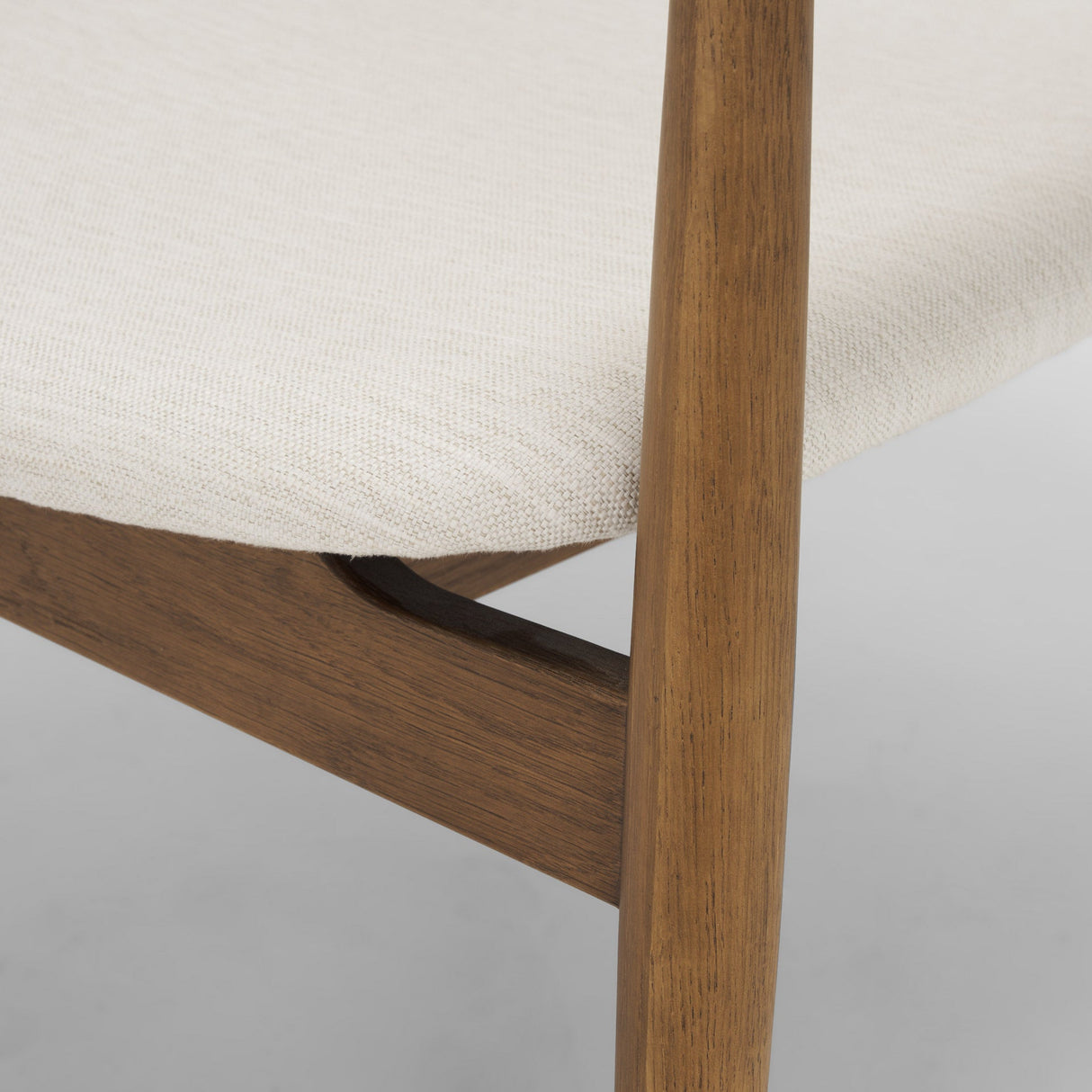 Haggen Medium Brown Oak Wood w/ Cream Fabric Accent Chair by Mercana at Eve Furniture