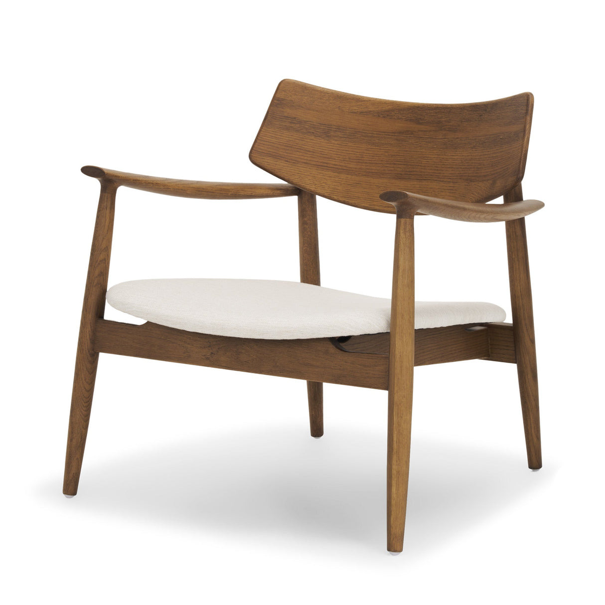 Haggen Medium Brown Oak Wood w/ Cream Fabric Accent Chair by Mercana at Eve Furniture