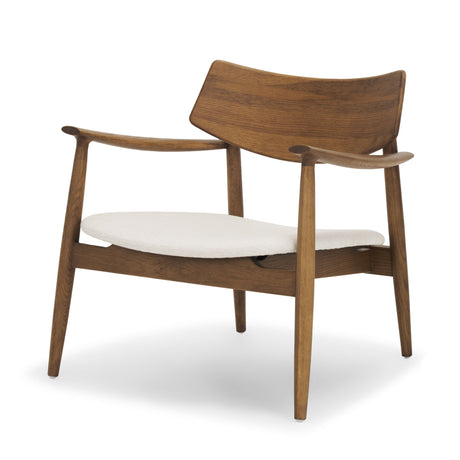 Haggen Medium Brown Oak Wood w/ Cream Fabric Accent Chair by Mercana at Eve Furniture