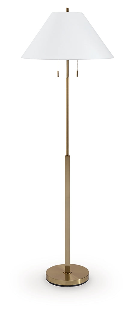 Haigwood Gold Finish Floor Lamp by Ashley at Eve Furniture