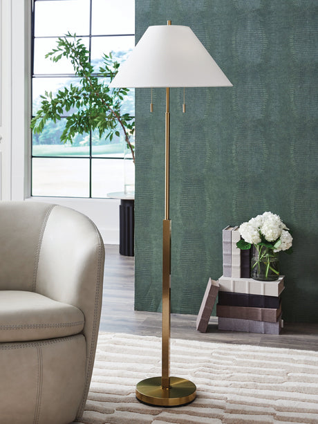 Haigwood Gold Finish Floor Lamp by Ashley at Eve Furniture