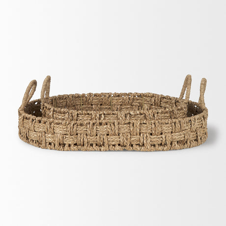 Haini Set of 2 Large Basketweave Seagrass Trays w/ Loop Handles by Mercana at Eve Furniture