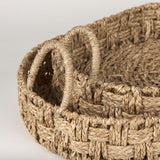 Haini Set of 2 Large Basketweave Seagrass Trays w/ Loop Handles by Mercana at Eve Furniture