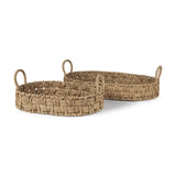 Haini Set of 2 Large Basketweave Seagrass Trays w/ Loop Handles by Mercana at Eve Furniture