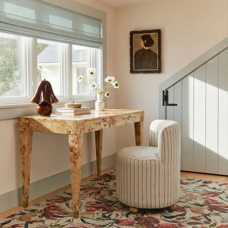 Hakuna Black and White Striped Linen Desk Chair by TOV Furniture at Eve Furniture