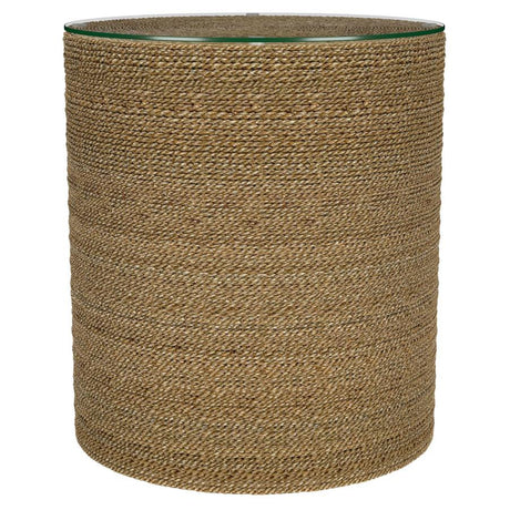Halden Light Brown Round Woven Seagrass Accent Side Table by Coaster at Eve Furniture