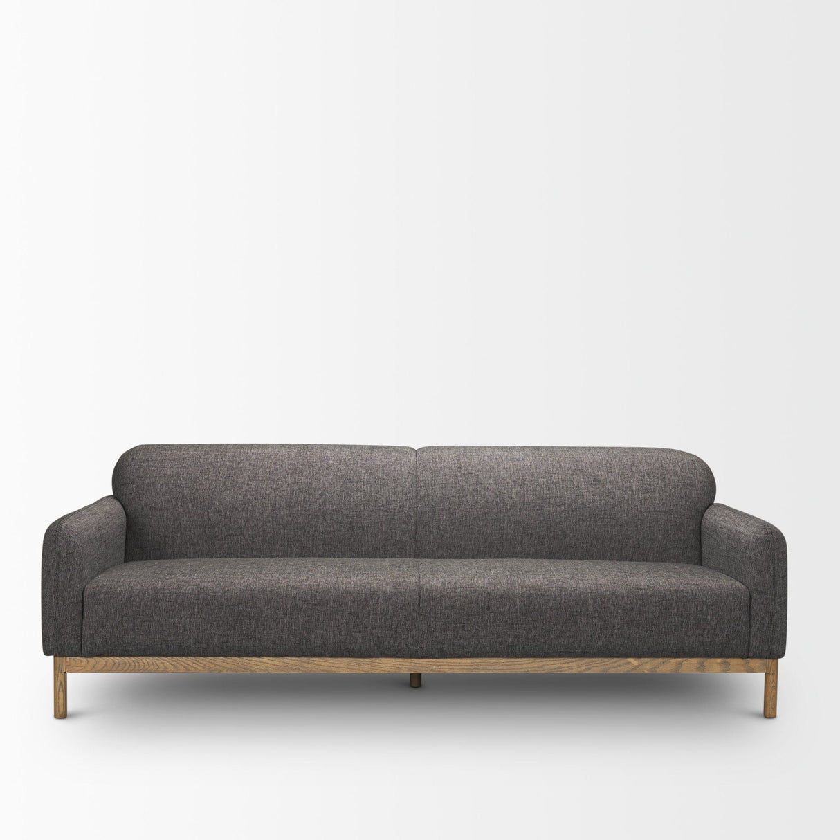 Hale Sofa W/ Medium Brown Wood and Gray Fabric by Mercana at Eve Furniture