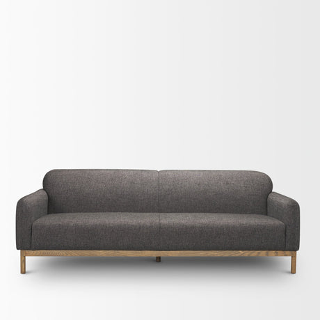 Hale Sofa W/ Medium Brown Wood and Gray Fabric by Mercana at Eve Furniture