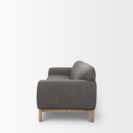 Hale Sofa W/ Medium Brown Wood and Gray Fabric by Mercana at Eve Furniture