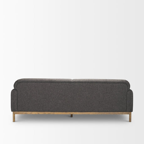 Hale Sofa W/ Medium Brown Wood and Gray Fabric by Mercana at Eve Furniture