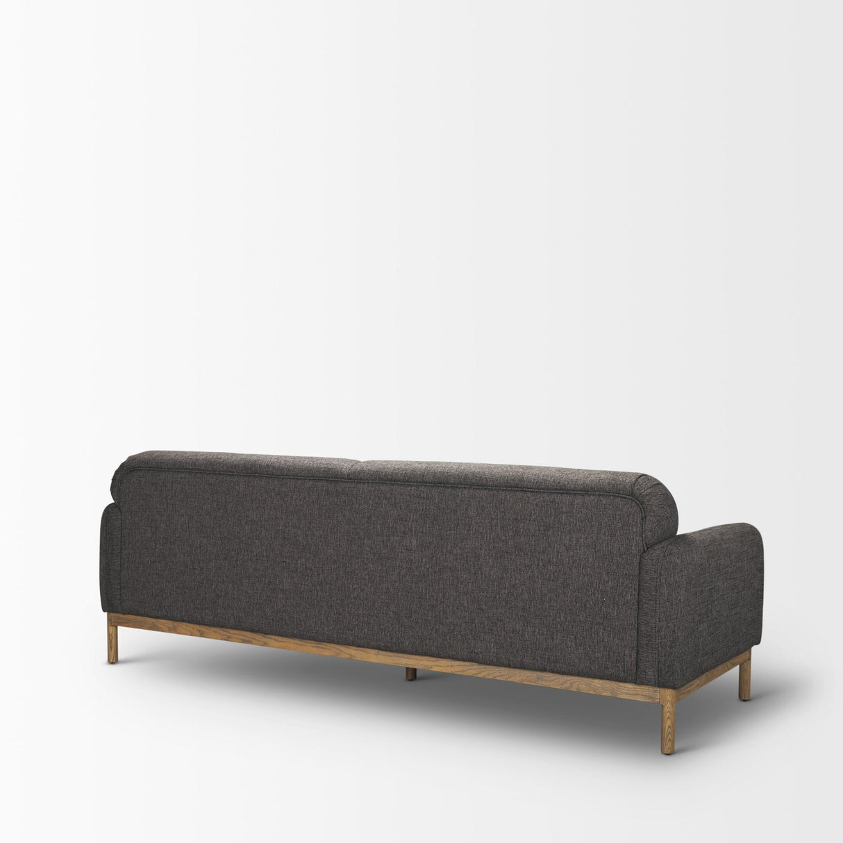 Hale Sofa W/ Medium Brown Wood and Gray Fabric by Mercana at Eve Furniture