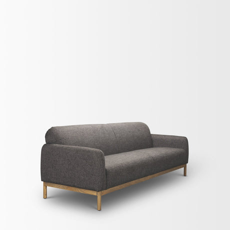 Hale Sofa W/ Medium Brown Wood and Gray Fabric by Mercana at Eve Furniture