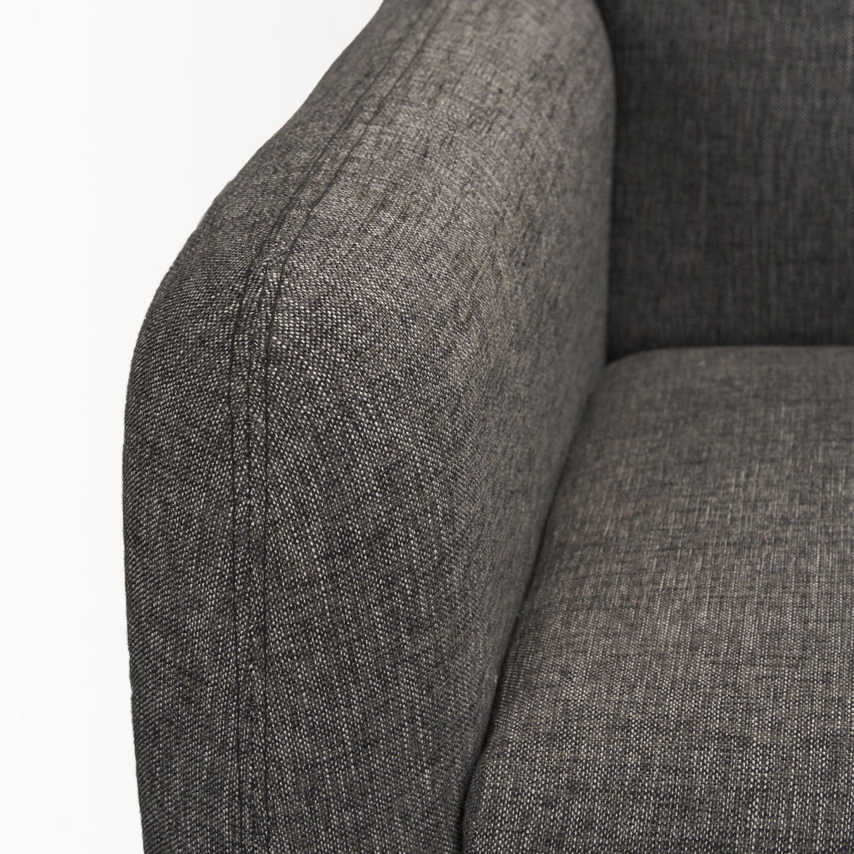 Hale Sofa W/ Medium Brown Wood and Gray Fabric by Mercana at Eve Furniture