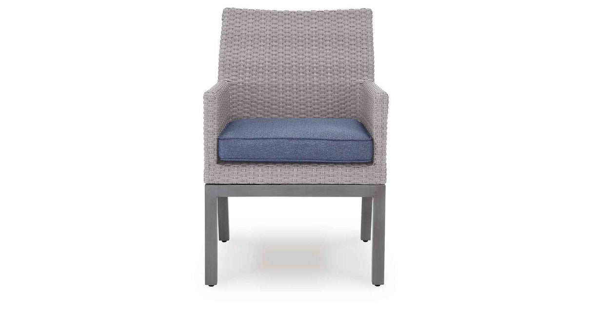 Half Moon Beach Blue/Gray Outdoor Arm Chair with Cushion (Set of 2) by Ashley at Eve Furniture