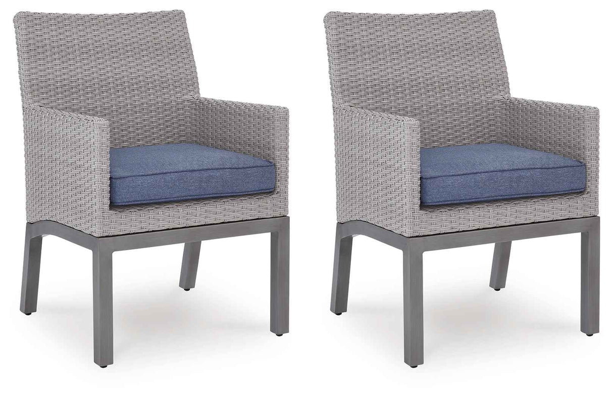 Half Moon Beach Blue/Gray Outdoor Arm Chair with Cushion (Set of 2) by Ashley at Eve Furniture