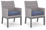 Half Moon Beach Blue/Gray Outdoor Arm Chair with Cushion (Set of 2) by Ashley at Eve Furniture