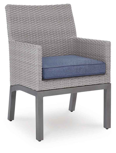 Half Moon Beach Blue/Gray Outdoor Arm Chair with Cushion (Set of 2) by Ashley at Eve Furniture