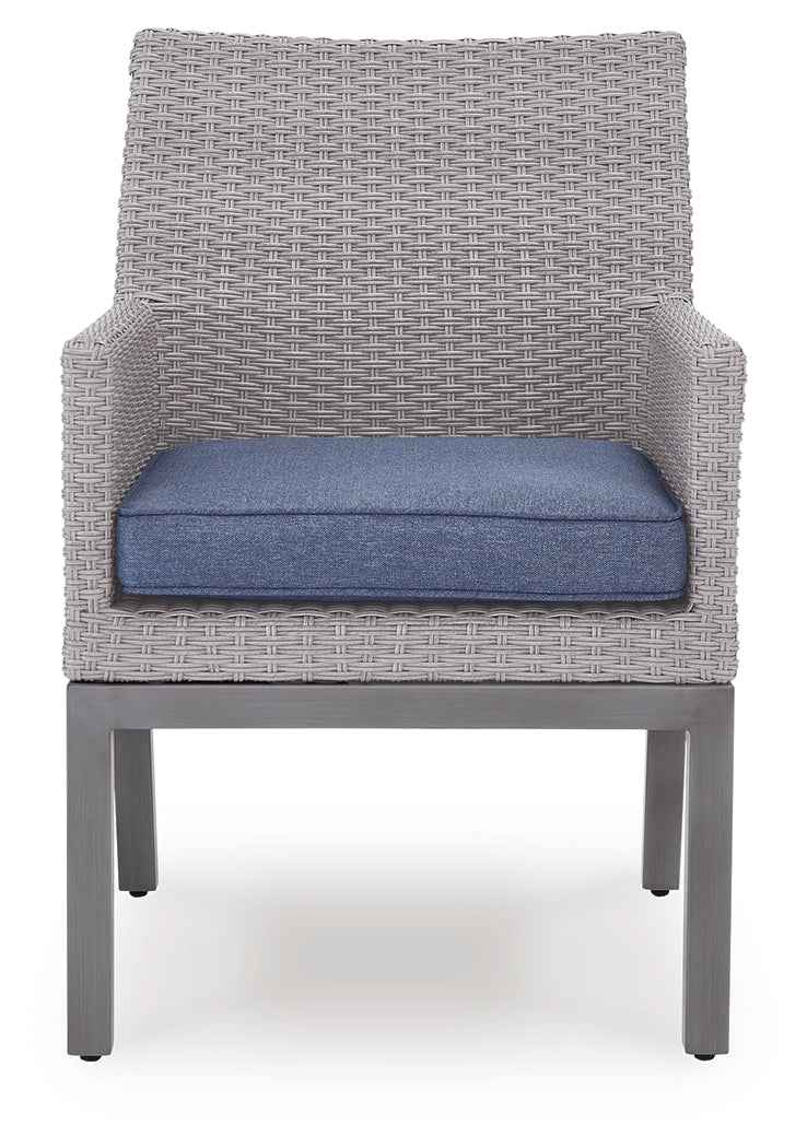 Half Moon Beach Blue/Gray Outdoor Arm Chair with Cushion (Set of 2) by Ashley at Eve Furniture