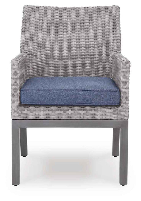 Half Moon Beach Blue/Gray Outdoor Arm Chair with Cushion (Set of 2) by Ashley at Eve Furniture