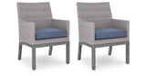 Half Moon Beach Blue/Gray Outdoor Arm Chair with Cushion (Set of 2) by Ashley at Eve Furniture