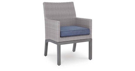 Half Moon Beach Blue/Gray Outdoor Arm Chair with Cushion (Set of 2) by Ashley at Eve Furniture
