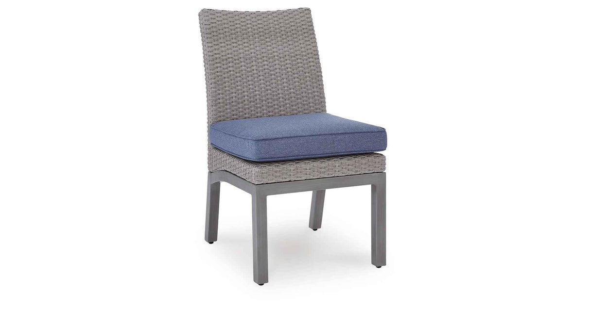 Half Moon Beach Blue/Gray Outdoor Side Chair with Cushion (Set of 2) by Ashley at Eve Furniture