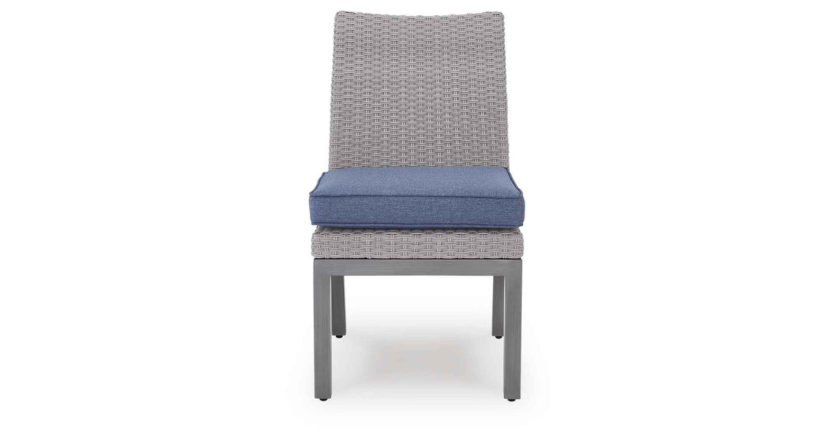 Half Moon Beach Blue/Gray Outdoor Side Chair with Cushion (Set of 2) by Ashley at Eve Furniture