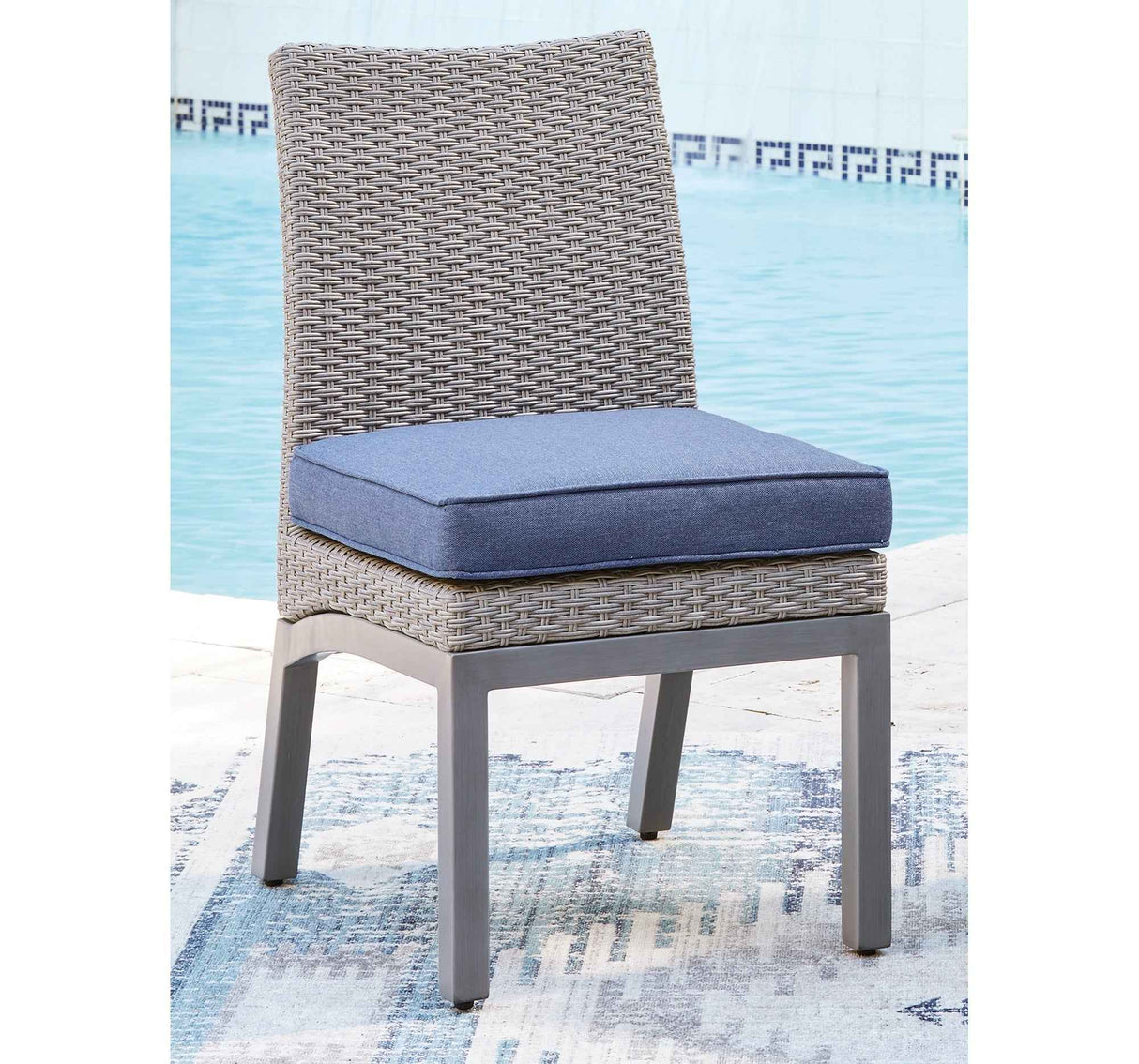 Half Moon Beach Blue/Gray Outdoor Side Chair with Cushion (Set of 2) by Ashley at Eve Furniture
