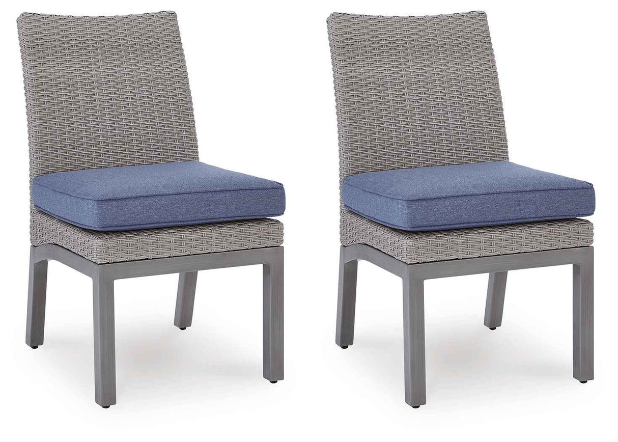 Half Moon Beach Blue/Gray Outdoor Side Chair with Cushion (Set of 2) by Ashley at Eve Furniture