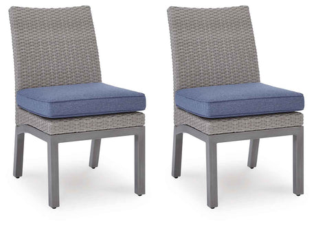 Half Moon Beach Blue/Gray Outdoor Side Chair with Cushion (Set of 2) by Ashley at Eve Furniture