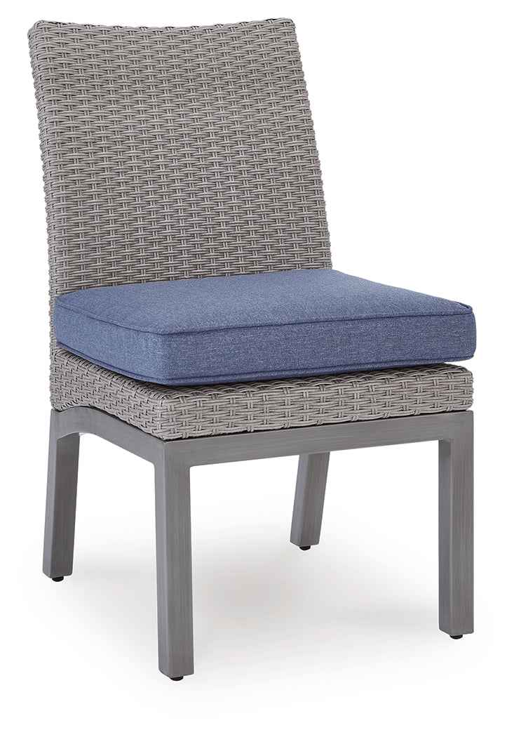 Half Moon Beach Blue/Gray Outdoor Side Chair with Cushion (Set of 2) by Ashley at Eve Furniture