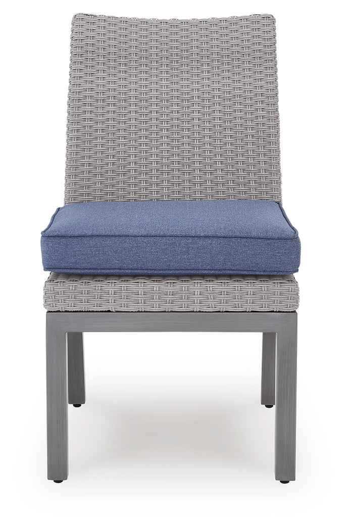 Half Moon Beach Blue/Gray Outdoor Side Chair with Cushion (Set of 2) by Ashley at Eve Furniture