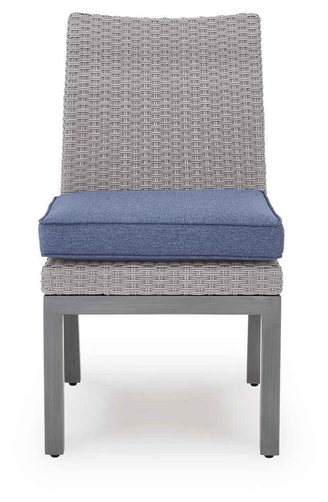 Half Moon Beach Blue/Gray Outdoor Side Chair with Cushion (Set of 2) by Ashley at Eve Furniture